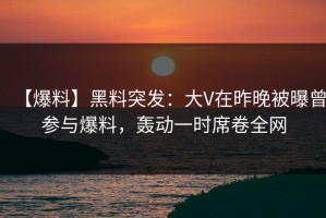 【爆料】黑料突发：大V在昨晚被曝曾参与爆料，轰动一时席卷全网