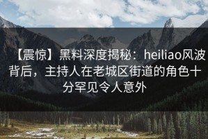 【震惊】黑料深度揭秘：heiliao风波背后，主持人在老城区街道的角色十分罕见令人意外