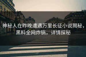 神秘人在昨晚遭遇万里长征小说揭秘，黑料全网炸锅，详情探秘