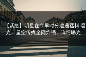 【紧急】明星在今早时分遭遇猛料 曝光，星空传媒全网炸锅，详情曝光