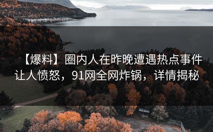 【爆料】圈内人在昨晚遭遇热点事件让人愤怒，91网全网炸锅，详情揭秘