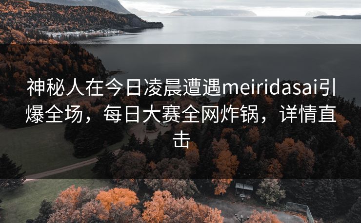 神秘人在今日凌晨遭遇meiridasai引爆全场，每日大赛全网炸锅，详情直击