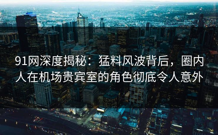 91网深度揭秘：猛料风波背后，圈内人在机场贵宾室的角色彻底令人意外