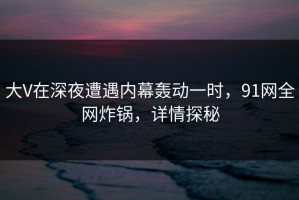 大V在深夜遭遇内幕轰动一时，91网全网炸锅，详情探秘