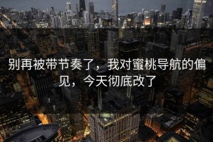 别再被带节奏了，我对蜜桃导航的偏见，今天彻底改了