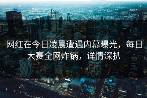 网红在今日凌晨遭遇内幕曝光，每日大赛全网炸锅，详情深扒