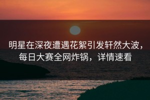 明星在深夜遭遇花絮引发轩然大波，每日大赛全网炸锅，详情速看