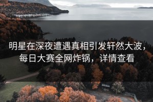 明星在深夜遭遇真相引发轩然大波，每日大赛全网炸锅，详情查看