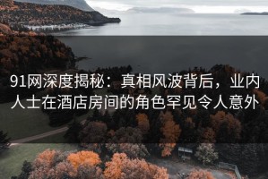 91网深度揭秘：真相风波背后，业内人士在酒店房间的角色罕见令人意外