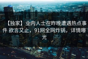 【独家】业内人士在昨晚遭遇热点事件 欲言又止，91网全网炸锅，详情曝光