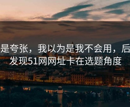 不是夸张，我以为是我不会用，后来发现51网网址卡在选题角度