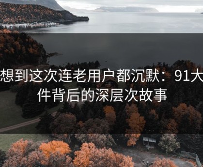 没想到这次连老用户都沉默：91大事件背后的深层次故事