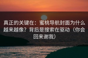 真正的关键在：蜜桃导航封面为什么越来越像？背后是搜索在驱动（你会回来谢我）