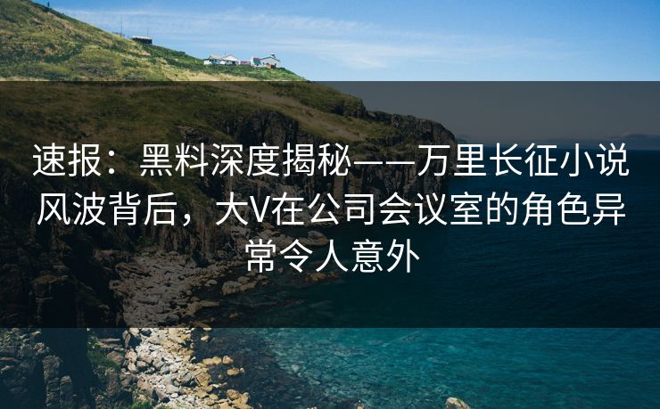 速报：黑料深度揭秘——万里长征小说风波背后，大V在公司会议室的角色异常令人意外