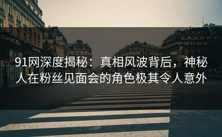 91网深度揭秘：真相风波背后，神秘人在粉丝见面会的角色极其令人意外
