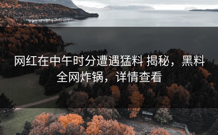 网红在中午时分遭遇猛料 揭秘,黑料全网炸锅,详情查看 网红在中午时分遭遇猛料 揭秘,黑料全网炸锅,详情查看