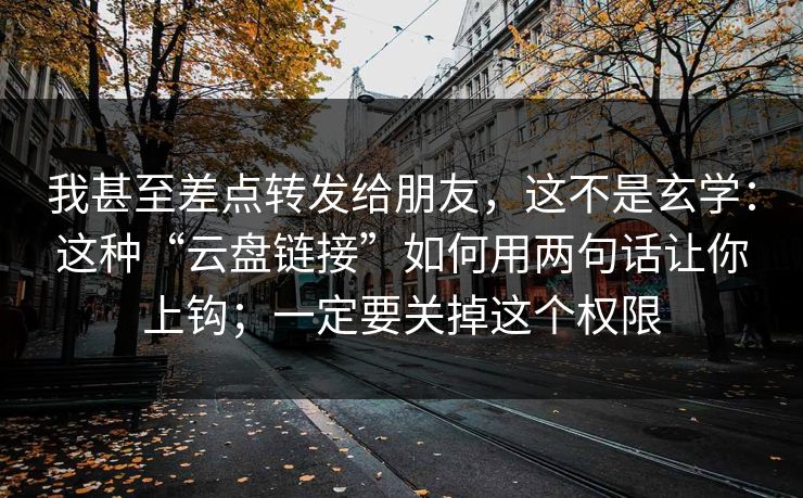 我甚至差点转发给朋友，这不是玄学：这种“云盘链接”如何用两句话让你上钩；一定要关掉这个权限