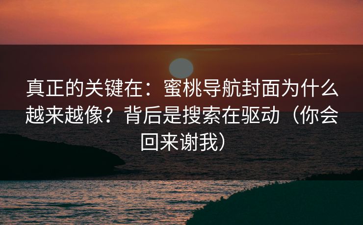 真正的关键在：蜜桃导航封面为什么越来越像？背后是搜索在驱动（你会回来谢我）